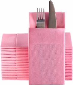 img 4 attached to 🍽️ Efficient and Stylish Baby Pink Dinner Napkins: Cloth-Like with Convenient Built-in Flatware Pocket, Linen-Feel Absorbency for Kitchen, Bathroom, Parties, Weddings, Dinners or Events - Pack of 50