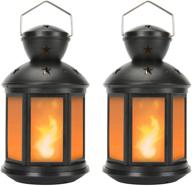🏮 decanit vintage decorative lanterns: battery powered led with 6 hours timer, small lanterns decor for indoor/outdoor, christmas – black (2pcs) logo