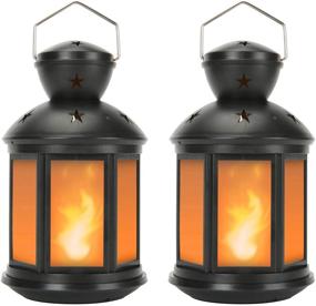 img 4 attached to 🏮 DECANIT Vintage Decorative Lanterns: Battery Powered LED with 6 Hours Timer, Small Lanterns Decor for Indoor/Outdoor, Christmas – Black (2pcs)