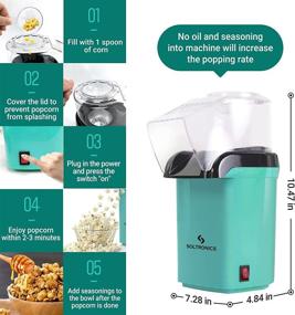 img 1 attached to 🍿 Efficient and Portable SOLTRONICS Hot Air Popcorn Popper with Measuring Cup - ETL Certified, No Oil Needed, BPA-Free, 1200W, Small, Green