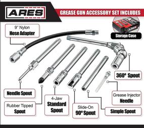 img 3 attached to 🔧 ARES 71045 8-Piece Grease Gun Accessory Set | Ideal for all Grease Lubrication Applications | 4500 PSI Working Pressure | Includes Storage Case