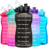 🧃 buildlife 64oz half water bottle bpa free with removeable straw, time marker & wide mouth - reusable leak-proof water jug (black) логотип