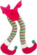 🎄 fowecelt 20-inch plush elf legs for christmas decor - stuffed legs for christmas tree, home party, and wreaths - red logo