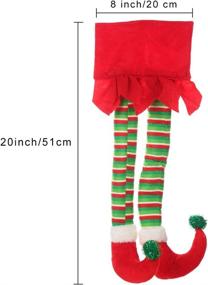 img 3 attached to 🎄 Fowecelt 20-inch Plush Elf Legs for Christmas Decor - Stuffed Legs for Christmas Tree, Home Party, and Wreaths - Red