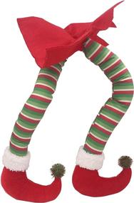 img 1 attached to 🎄 Fowecelt 20-inch Plush Elf Legs for Christmas Decor - Stuffed Legs for Christmas Tree, Home Party, and Wreaths - Red