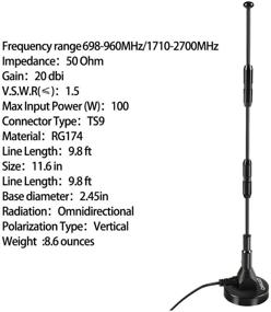 img 2 attached to High Gain TS9 Antenna for 4G LTE GSM GPRS 3G, 2.4GHZ WCDMA with Magnetic Stand Base, 20DBi Omni Directional Antenna + 9.8ft Extension Cable - Boost Outdoor Signal for WiFi Router, Mobile Broadband