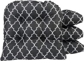 img 4 attached to 🪑 The Gripper Trellis Universal Non-Slip Overstuffed Geometric Dining Chair Cushion Set - Black 4 Pack