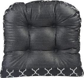 img 2 attached to 🪑 The Gripper Trellis Universal Non-Slip Overstuffed Geometric Dining Chair Cushion Set - Black 4 Pack