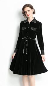 img 2 attached to Womens Vintage Sleeves Velvet Button Women's Clothing and Dresses