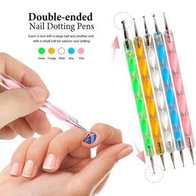 img 1 attached to 💅 Nail Pen Designer Kit: Teenitor's Stamp Nail Art Tool with 15pcs Nail Painting Brushes, Dotting Tool, Foil, Manicure Tape, Rhinestones - Perfect for Nails