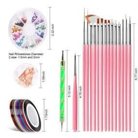 img 3 attached to 💅 Nail Pen Designer Kit: Teenitor's Stamp Nail Art Tool with 15pcs Nail Painting Brushes, Dotting Tool, Foil, Manicure Tape, Rhinestones - Perfect for Nails