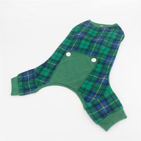 img 3 attached to 🐶 Small Dog Puppy Cat Bottoming Jumpsuit in Soft Cotton - Red or Green 4 Legged Breathable Pajamas for Summer, Autumn, and Winter - Dog PJs Jumpsuit