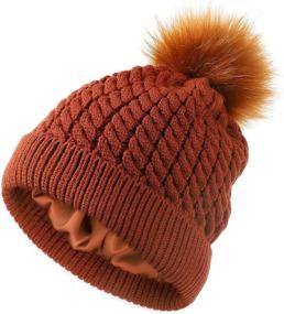 img 4 attached to Womens Winter Satin Lined Cuffed Beanie Detachable Outdoor Recreation and Hiking & Outdoor Recreation Clothing