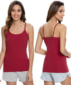 img 3 attached to 👚 Air Curvey Women's Camisole: Comfy Cotton Undershirts with Shelf Bra, Adjustable Straps – Pack of 2-3 Tank Tops (S-XXL)