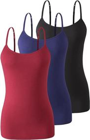img 4 attached to 👚 Air Curvey Women's Camisole: Comfy Cotton Undershirts with Shelf Bra, Adjustable Straps – Pack of 2-3 Tank Tops (S-XXL)