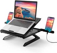 📱 adjustable laptop stand for desk with foldable legs, 9-level angles, phone holder, and air-ventilated design – ideal for notebook, laptop, and tablet logo