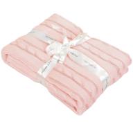 ntbay cotton cable knit toddler blanket: super soft & breathable for newborn nursery, strollers, and cribs - baby pink, 30 x 40 inches logo