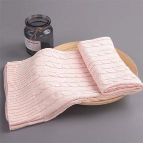 img 1 attached to NTBAY Cotton Cable Knit Toddler Blanket: Super Soft & Breathable for Newborn Nursery, Strollers, and Cribs - Baby Pink, 30 x 40 Inches