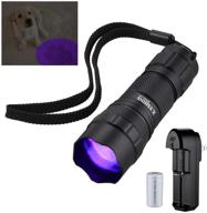 pocket zoomable mini led uv flashlight black light, 395nm ultraviolet, rechargeable battery & charger included for detecting pet urine stain & bed bug logo