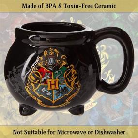 img 2 attached to 🧙 Warner Bros Harry Potter Hogwarts School Crest Cauldron Mug – 3D Sculpted Ceramic Coffee Mug, 20 Oz, Black