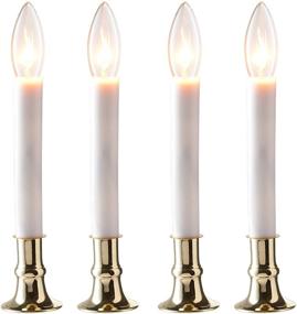 img 4 attached to Prextex Set of 4 Brass Plated Christmas Window Candle Electric Lights with Automatic On/Off Sensor for Dusk to Dawn Illumination