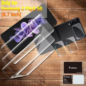 img 3 attached to 📱 Ferilinso Samsung Galaxy Z Flip 3 5G Набор защитного экрана: гибкий TPU + 2 закаленных стекла для задней стороны, определение по отпечатку пальца, без пузырей, совместимость с чехлом