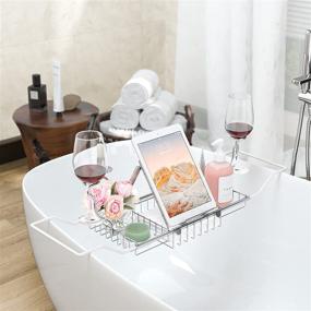 img 2 attached to PILITO Chrome Plated Steel Caddy Tray: The Perfect Affordable Bathtub Caddy for Shower & Bath