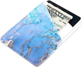 img 2 attached to 📱 CalorMixs Phone Card Holder, Credit Card Pocket with PU Leather Self Adhesive Sticker-on Wallet Sticker Case Pouch Pocket for Android and Smartphones - Blue Gold