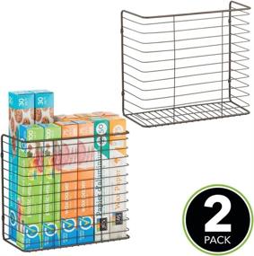 img 3 attached to Efficient Wall Mount Kitchen Storage Organizer Basket Bin - Ideal for Bags, Tin Foil, Wax Paper & Saran Wrap - Durable Solid Steel, Includes Hardware - 2 Pack - Bronze