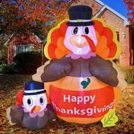 🦃 joiedomi 6 ft happy inflatable turkey with built-in leds for thanksgiving decor - perfect outdoor & indoor yard, garden, fall lawn decoration, thanksgiving party логотип