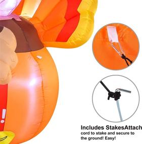 img 1 attached to 🦃 Joiedomi 6 FT Happy Inflatable Turkey with Built-in LEDs for Thanksgiving Decor - Perfect Outdoor & Indoor Yard, Garden, Fall Lawn Decoration, Thanksgiving Party