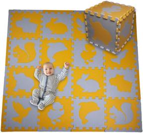 img 4 attached to 🧩 Large Thick Padded Interlocking Baby Foam Puzzle Play Mat - Educational, Crawling, Tummy Time Playmats for Infants, Toddlers, Boys and Girls - 16 Piece Plus Border