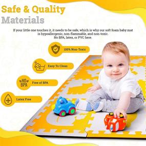 img 2 attached to 🧩 Large Thick Padded Interlocking Baby Foam Puzzle Play Mat - Educational, Crawling, Tummy Time Playmats for Infants, Toddlers, Boys and Girls - 16 Piece Plus Border