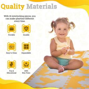img 3 attached to 🧩 Large Thick Padded Interlocking Baby Foam Puzzle Play Mat - Educational, Crawling, Tummy Time Playmats for Infants, Toddlers, Boys and Girls - 16 Piece Plus Border