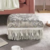 🛋️ jennifer taylor home fiona collection: traditional style upholstered fringed and tasseled footstool with arabesque design logo