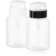 yamyone pack of 2 lockable pump dispenser bottles, 200ml (6.8oz) for nail polish and makeup remover with black top cap logo