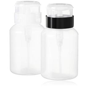 img 4 attached to YAMYONE Pack of 2 Lockable Pump Dispenser Bottles, 200ml (6.8oz) for Nail Polish and Makeup Remover with Black Top Cap