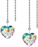 💎 hyamass crystal heart prisms pendant ceiling fan pull chain extender - 2pcs ab color with ball chain connector логотип