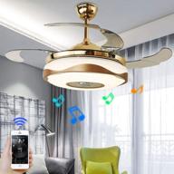 🌀 42 inch ceiling fans with lights and remote control, retractable chandelier fan lighting with bluetooth speaker to play music, 7 colorful dimmable fixture for living/dining room - 36w логотип