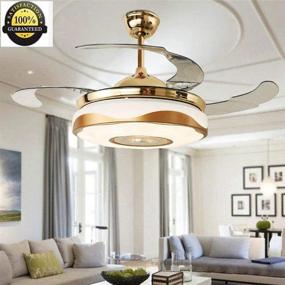 img 1 attached to 🌀 42 Inch Ceiling Fans with Lights and Remote Control, Retractable Chandelier Fan Lighting with Bluetooth Speaker to Play Music, 7 Colorful Dimmable Fixture for Living/Dining Room - 36W