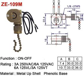 img 1 attached to 🔌 Metal Zing Ear ZE-109M Ceiling Fan Light Switch: Two-Wire On-Off Pull Chain Switch, Compatible with Hunter Ceiling Fan Light (Bronze)