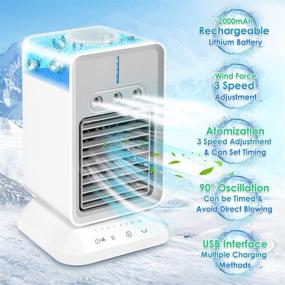 img 3 attached to 🌀 YiimDaifun Portable Air Conditioner: Rechargeable Atomization Fan with 90° Oscillation, 2-4H Timer - Cool Breeze Personal Space Cooler for Rooms, Offices, Campers