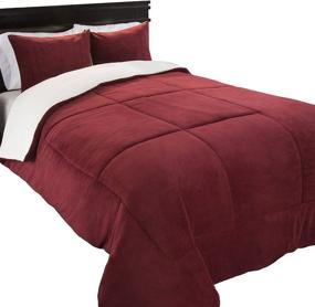 img 3 attached to 🏠 Luxe Home 66-401-K-B 3 Piece Sherpa/Fleece Comforter Set, King Size, Burgundy, Burgundy