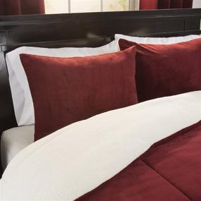 img 2 attached to 🏠 Luxe Home 66-401-K-B 3 Piece Sherpa/Fleece Comforter Set, King Size, Burgundy, Burgundy