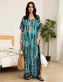 img 2 attached to 👗 Women's Beach Kaftan Dress: Plus Size Bathing Suit Cover Ups with Short Sleeves - Bsubseach