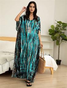 img 3 attached to 👗 Women's Beach Kaftan Dress: Plus Size Bathing Suit Cover Ups with Short Sleeves - Bsubseach