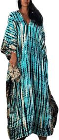 img 4 attached to 👗 Women's Beach Kaftan Dress: Plus Size Bathing Suit Cover Ups with Short Sleeves - Bsubseach