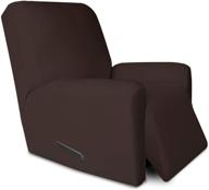 🪑 purefit super stretch chair sofa slipcover with pocket – non slip spandex couch cover, washable furniture protector for kids and pets, recliner, chocolate logo