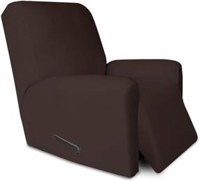 img 4 attached to 🪑 PureFit Super Stretch Chair Sofa Slipcover with Pocket – Non Slip Spandex Couch Cover, Washable Furniture Protector for Kids and Pets, Recliner, Chocolate