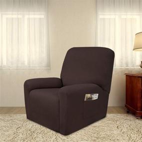 img 3 attached to 🪑 PureFit Super Stretch Chair Sofa Slipcover with Pocket – Non Slip Spandex Couch Cover, Washable Furniture Protector for Kids and Pets, Recliner, Chocolate